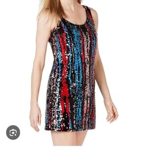 Calvin Klein Women's Multicolor  Sequin Sheath with Scoop Neck Dress
